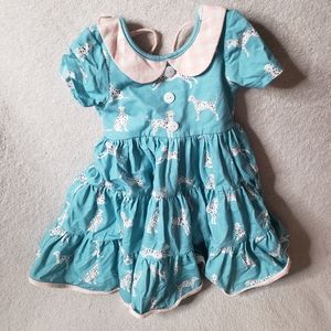 SweetHoney Teal Pink Dalmatians Dogs Dress 18M NWT